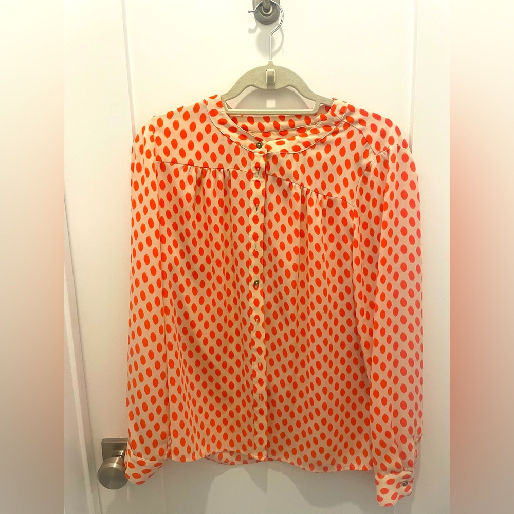 Sheer silk button down top.